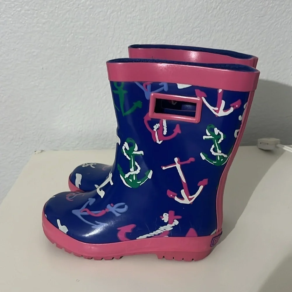 Gymboree Girl’s Nautical Preppy Anchor Rain Boots Size 11